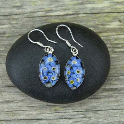  Blue Small Seed Shaped Mexican Flower Earrings