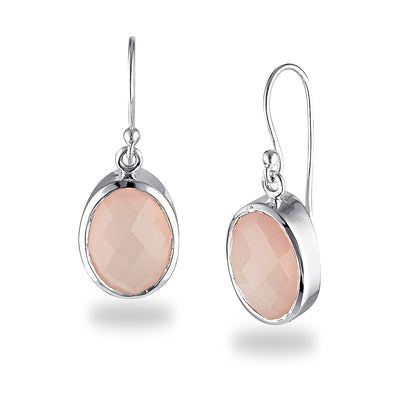 Pink Chalcedony Faceted Oval Qismet Signature Earrings