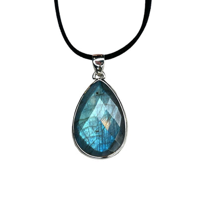 Labradorite Teardrop Checkerboard Qismet Signature Pendant