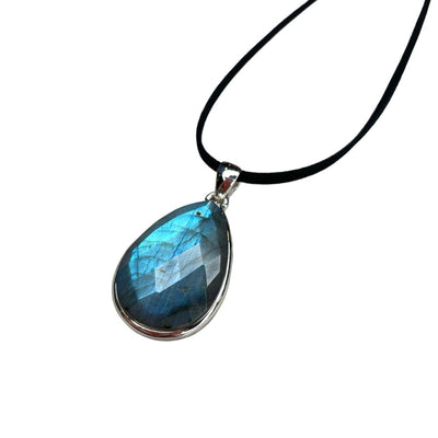 Labradorite Teardrop Checkerboard Qismet Signature Pendant