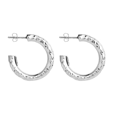 Moonglow Hammered Silver Najo Hoop Earrings