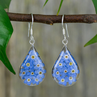 Blue Mexican Flower Medium San Marco Drop Earrings