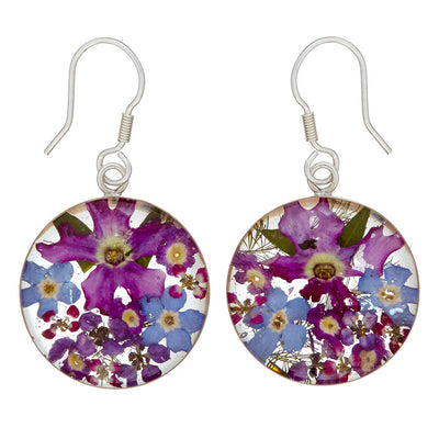 Purple Mexican Flower Medium Round San Marco Earrings