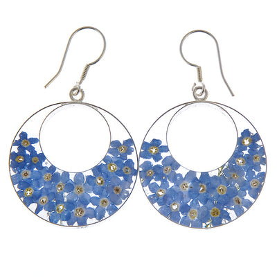 San Marco Mexican Blue Flower Round Cut Out Earrings