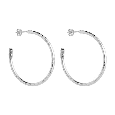 Moonglow Hammered Silver Najo Hoop Earrings