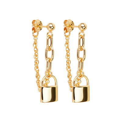 Love Lock Chain Gold Plated Stud Najo Earrings