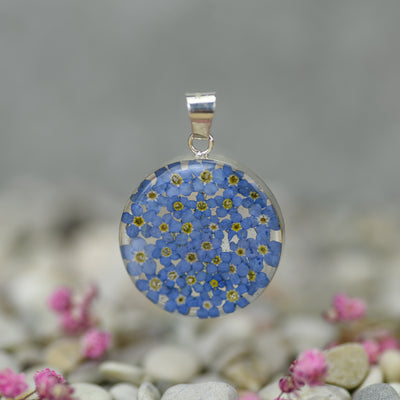 Blue Round San Marco Mexican Flower Pendant