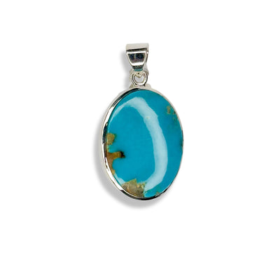 Arizona Oval Turquoise Qismet Signature Pendant in Sterling Silver