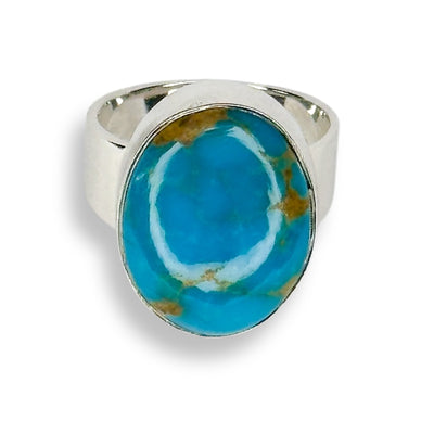 Arizona Turquoise Qismet Signature Silver Ring [RINGSIZE:9]