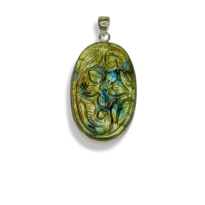 Labradorite Large (Carved) Oval Qismet Signature Pendant